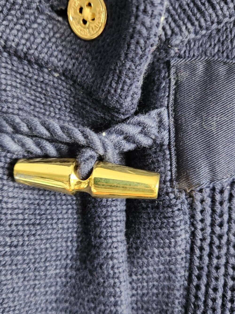 Vintage Ralph Lauren XL Sweater Women's Navy Knit Toggle Cardigan Nautical - Picture 6 of 13